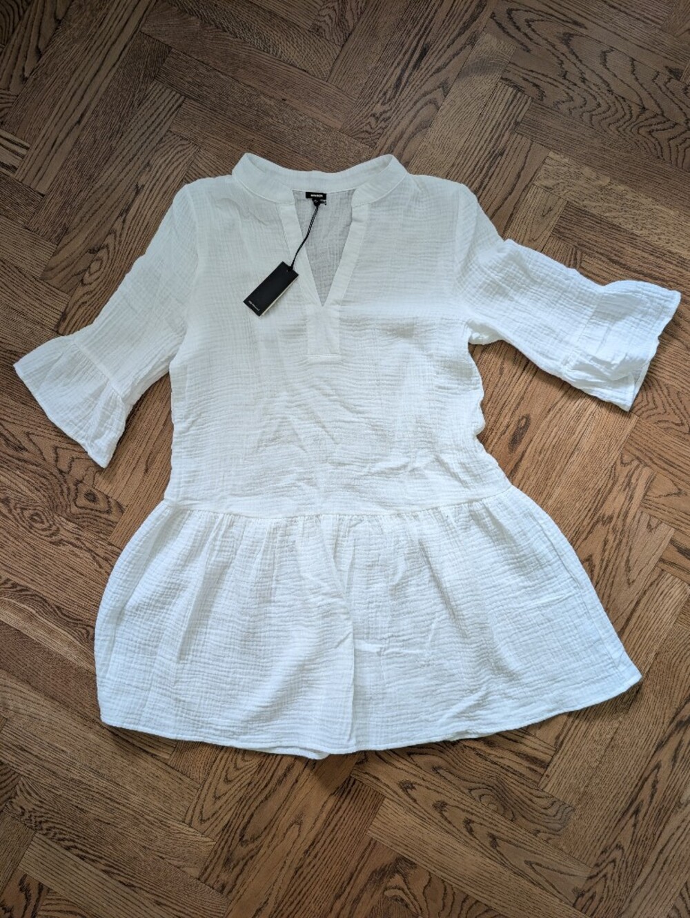 Monrow Lightweight White Gauze Peplum Dress Coverup Size Small
